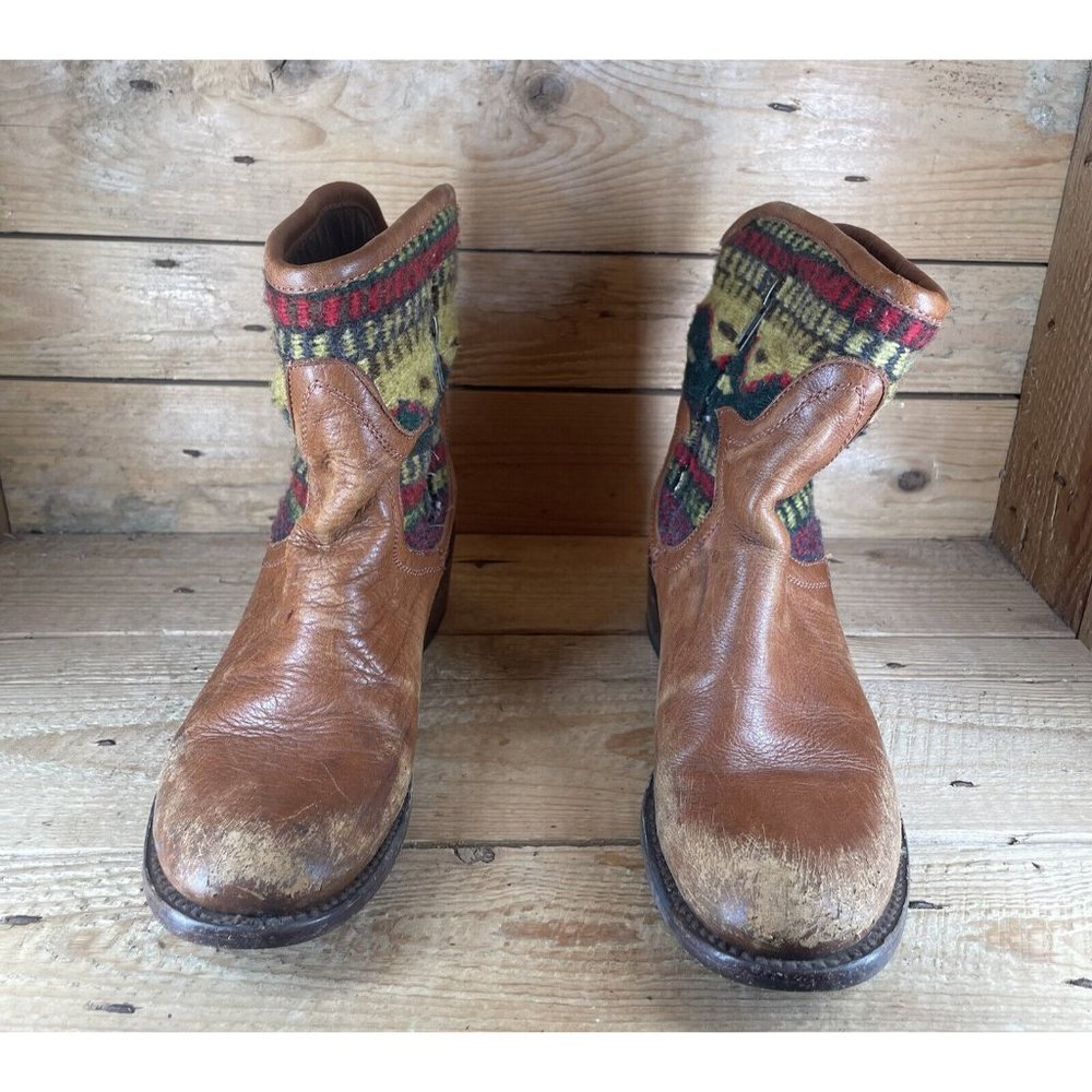 FREEBIRD by Steven Cablo Aztec Blanket Ankle Boots Gray Multi Womens US 6 $350 * - Picture 3 of 10